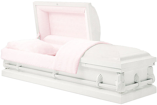 M-3991-FS  20 Gauge Steel Casket / Shiny White Finish / No Seal