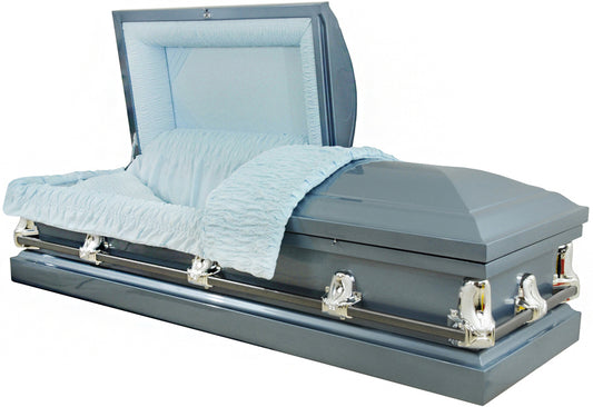M-4220-FS   20ga / No Seal / Light Blue Finish / Light Blue Crepe / Silver Hardware