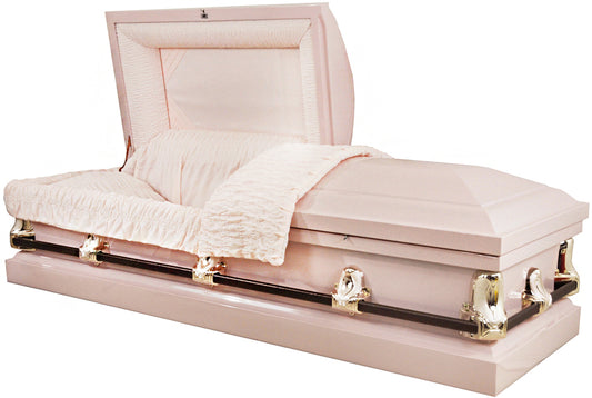 M-4221-FS  20ga / No Seal / Light Pink Finish / Light Pink Crepe / Silver Hardware