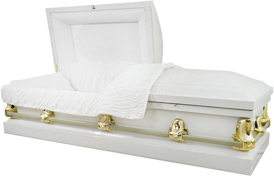 M-4224-FS  20ga / No Seal / White Finish / White Crepe / Gold Hardware