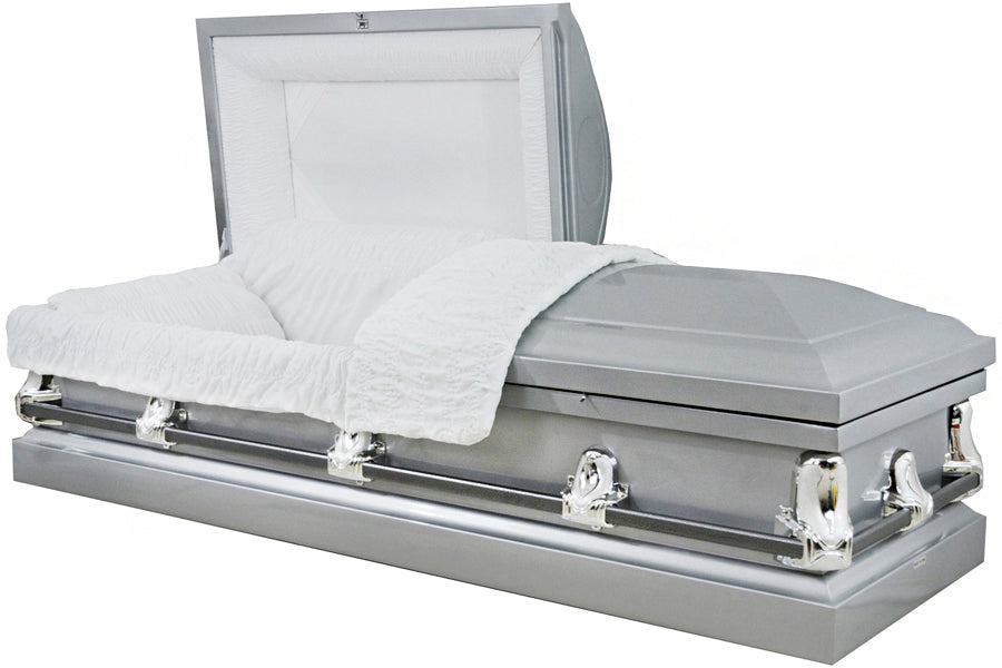 M-4225-FS   20ga / No Seal / Silver Finish / White Crepe / Silver Hardware