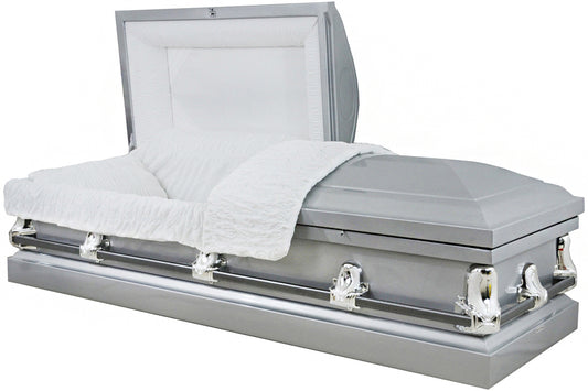 M-4225-FS   20ga / No Seal / Silver Finish / White Crepe / Silver Hardware