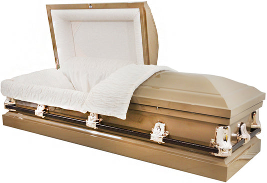 M-4226-FS   20ga / No Seal / Light Brown Finish / Light Beige Crepe / Silver Rose Hardware