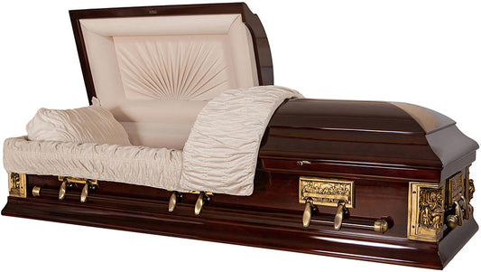 W4682-FS   Problem hardware La Pieta Casket, Last Supper Solid Poplar Almond Velvet