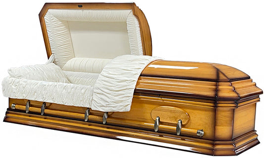 W-4694-FS   8 Sided / Solid Poplar / Light wood with Dark accents / Almond Velvet Interior