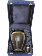 047-A-FS - Brass Urn / Black with Grey Specs and Gold Trim