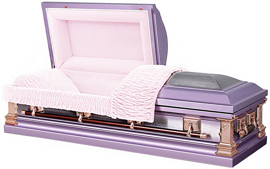 M-4735-FS  18ga / Lavender Casket / Natural Brushed / Silver Rose Hardware / Pink Velvet Interior