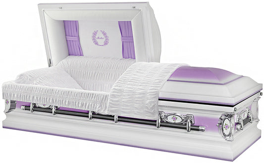 M-4780-J-FS  18ga / Purple Mother w/Curtains / White and Purple / White velvet interior / Purple flower