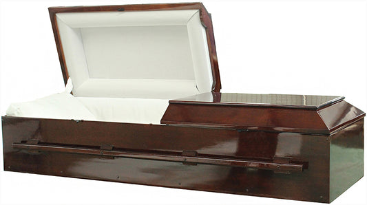W-4833-FS   Solid Poplar Casket / (Not Jewish, Has Metal) / White Crepe lining