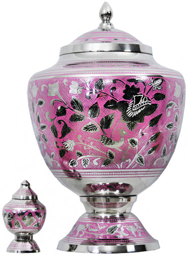 050-A-FS - Brass Urn / Silver w/ Pink Trim