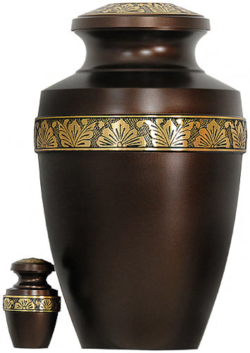 063-A-FS - Brass Urn / Brown/w Gold Trim