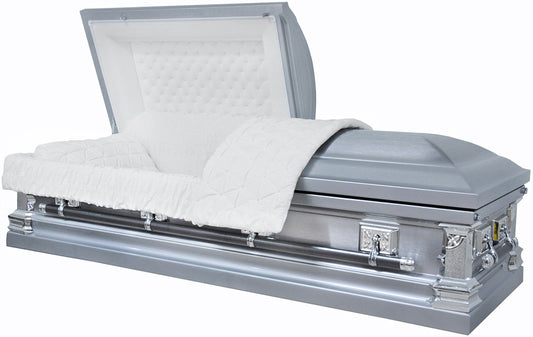 M-6306B-FS   Silver with Natural Brush / 18ga / White Velvet Interior / Silver Hardware