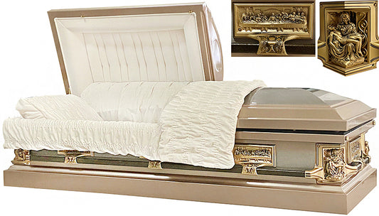 M-6321-FS   Champagne w/Natural Brush / 18ga / Almond Velvet / Pieta / Last Supper