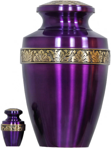 064-A-FS - Brass Urn / Purple/w Gold Trim