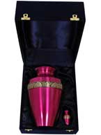 067-A-FS - Brass Urn / Pink /w Gold Trim