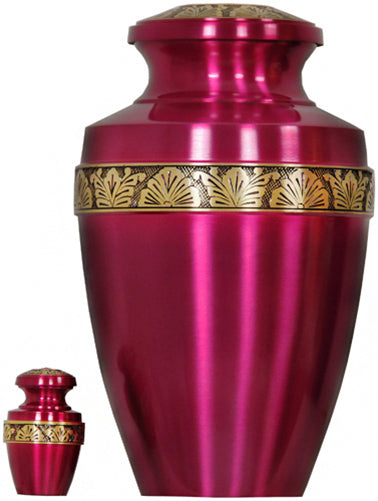 067-A-FS - Brass Urn / Pink /w Gold Trim