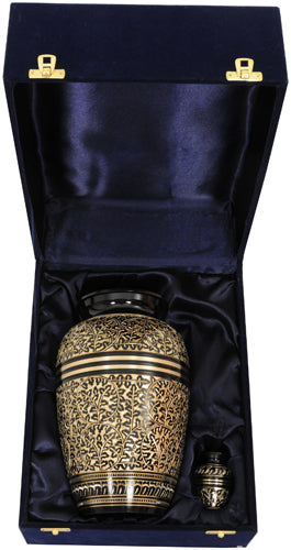 068-A-FS - Brass Urn / Black with Gold Design