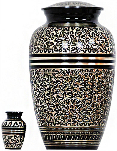 068-A-FS - Brass Urn / Black with Gold Design