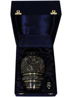 069-A-FS - Brass Urn / Black w/ Gold Design Trim