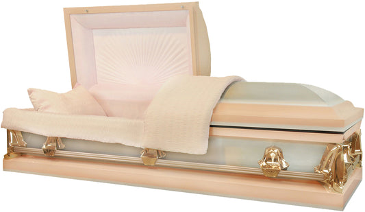 M-7146-FS  Light Pink with White Accents/Natural Brush/20g/Light Pink Crepe/Silver Rose Colored Hardware