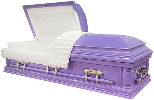 W-7377-FS  Solid Poplar / Lavender wood / White Velvet Interior / High Gloss / Silver Hardware