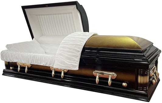 W-7382-FS  Solid Poplar / Gold & Black Wood / White Velvet Interior / High Gloss / Gold hardware