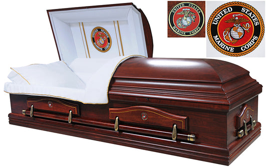 W-7845-FS   Marine Corps Casket / Solid Poplar / White Interior