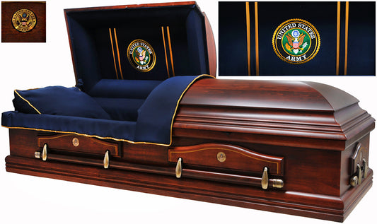 W-7860-FS   Army Casket / Solid Poplar / Navy Blue Interior