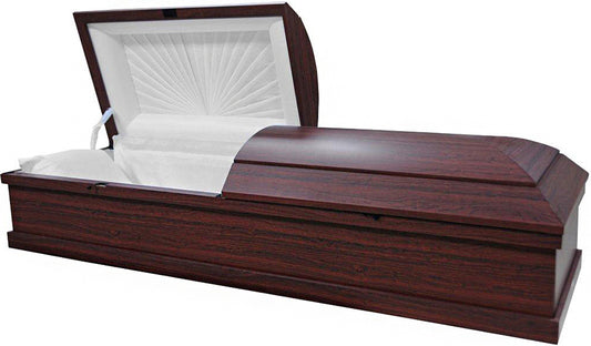 W-7905-FS   Cremation Casket Without Handles / White Crepe Interior / Dark Brown Finish