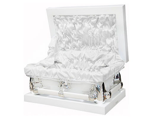 M-7909-FC-FS-23" White Child's Casket/White Interior