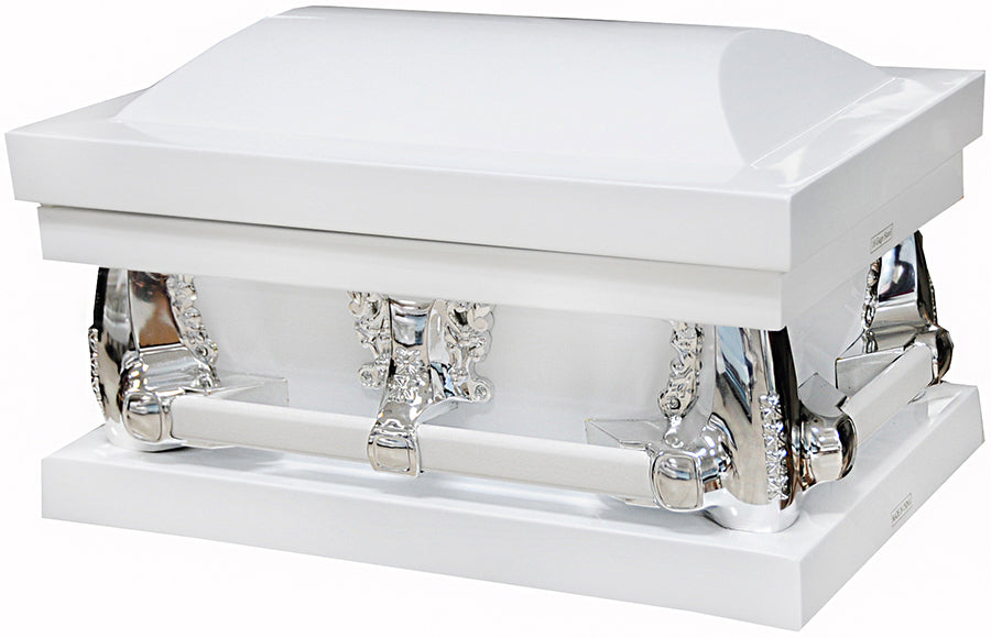 M-7911-FC-FS-23"   White Child's Casket with Blue Interior