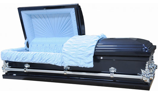M-7938-HC-FS-55"  Navy Blue Child's Casket with White Interior