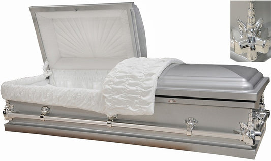 M-7939-HC-FS-55" Silver Child's Casket with White Interior