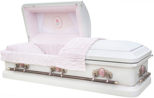 M-8000-FS   Cameo Rose Casket/18ga/Light Pink Velvet interior