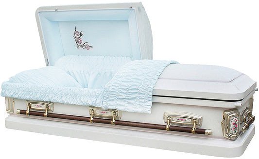 M-8036-FS   Carnation Casket / 18ga / Light Blue Velvet