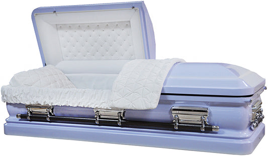 M-8124-FS  18ga / Light Violet with White Accent / Silver Hardware / White Velvet Interior / Urn Shell