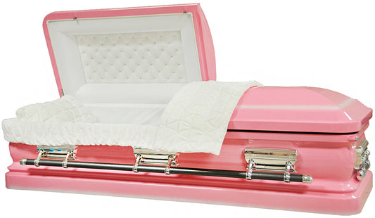M-8125-FS  18ga / Pink with white Accent / Silver hardware / White Velvet Interior / Urn Shell