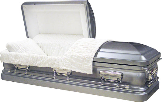 M-8150-FS  18 Gauge Steel Casket / Brushed Natural Platinum Finish