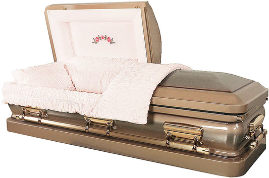 M-8162-FS  18 Gauge Steel Casket / Pink Velvet Interior