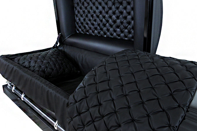 M-8221-FS  Black w/ Natural Brush / Black Quilted Leather Look / Silver Hardware / Protective