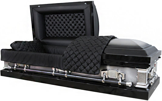 M-8221-FS  Black w/ Natural Brush / Black Quilted Leather Look / Silver Hardware / Protective