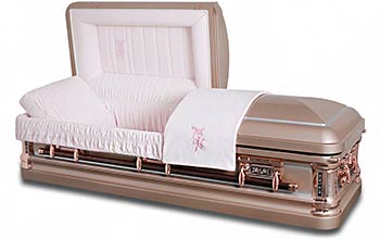 W-8228 J-FS  Tapestry Rose Casket / Silver Rose Shaded Silver / Lt Pink Velvet