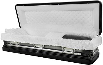 M-8233-FC-FS   Full Couch w/Foot Panel / 18ga / Black Finish / White velvet interior