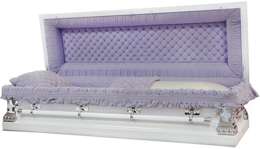 M-8270-FC-FS  White with Lavender Velvet Interior/Full Couch/Silver Hardware