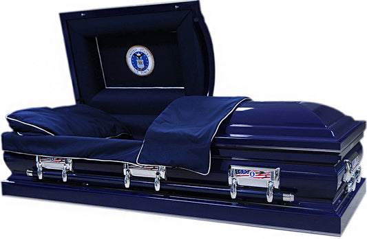 M-8309X-FS-   Oversize / U.S. Air Force /32" inside / Navy Shell / Silver Piping / Navy Interior / Silver Pinstripes, Silver Hardware