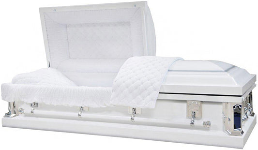 M-8415a-FS  18ga/White Casket/Silver Accent/White Velvet/Silver Hardware