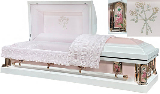 M-8417-FS   18ga / White Finish / Light Silver Accent / Light Pink Interior