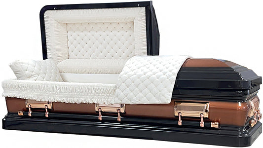 M-8418-FS   18ga / Dark Brown / Copper Brush / Gold accents / White Velvet Interior