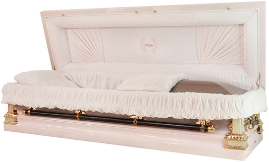 M-8432-FC-FS  Mother Casket/Full Couch with foot paner/18ga/Light Pink Velvet Interior