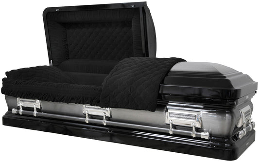 M-8458-FS Black with Natural Brush / Black Velvet / Silver Hardware / 18 Gauge/ Protective